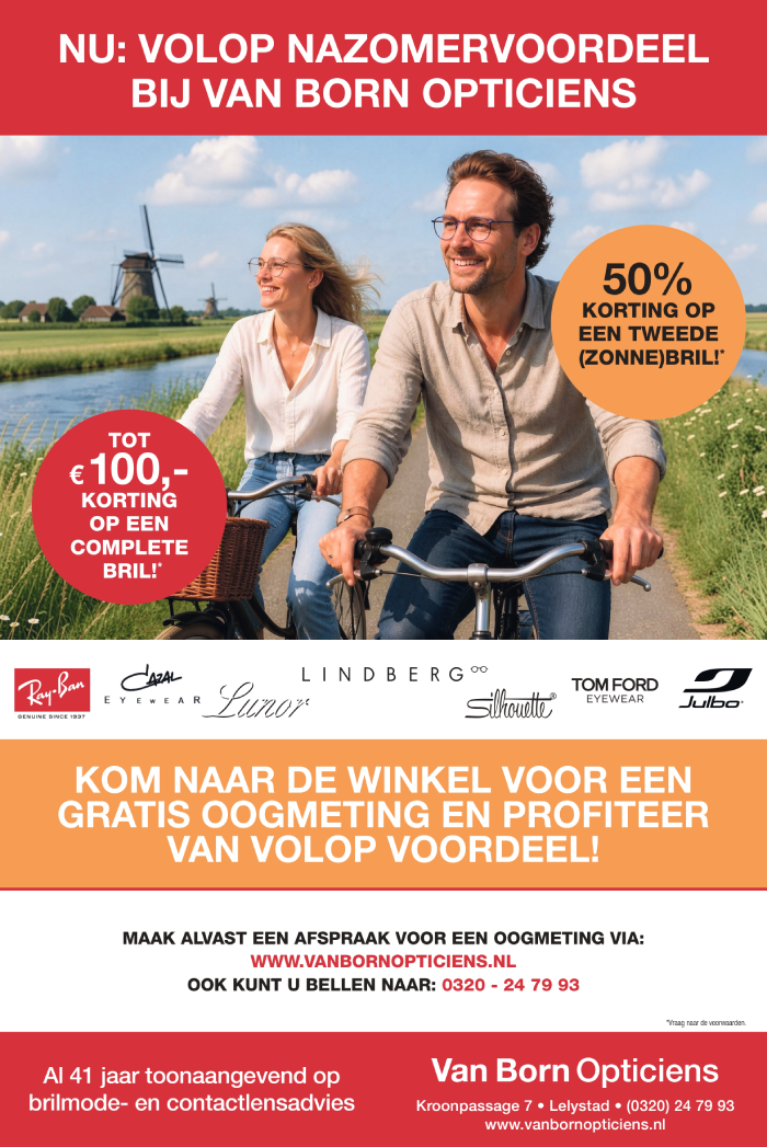 Van Born Opticiens nazomervoordeel advertentie 2026